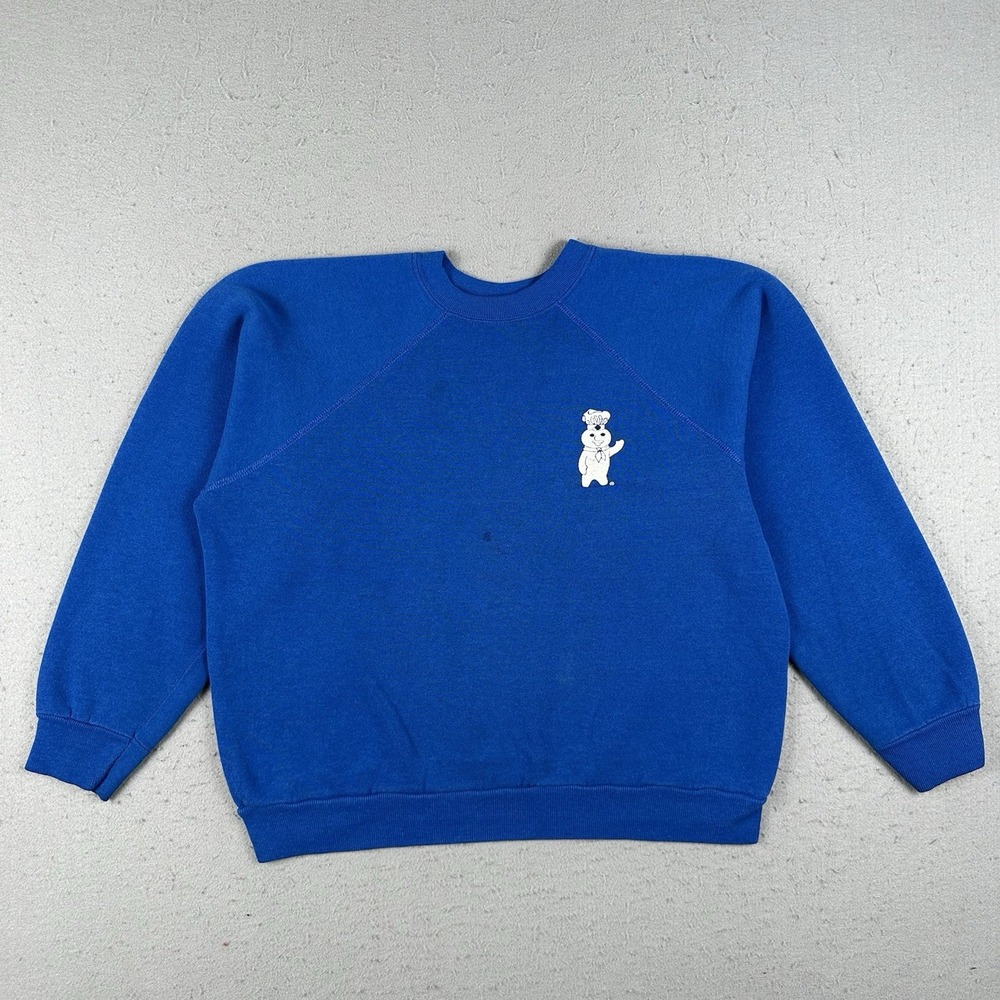 Vintage 80s Pillsbury Doughboy‎ Sweatshirt Men's Medium Blue Crew Neck
